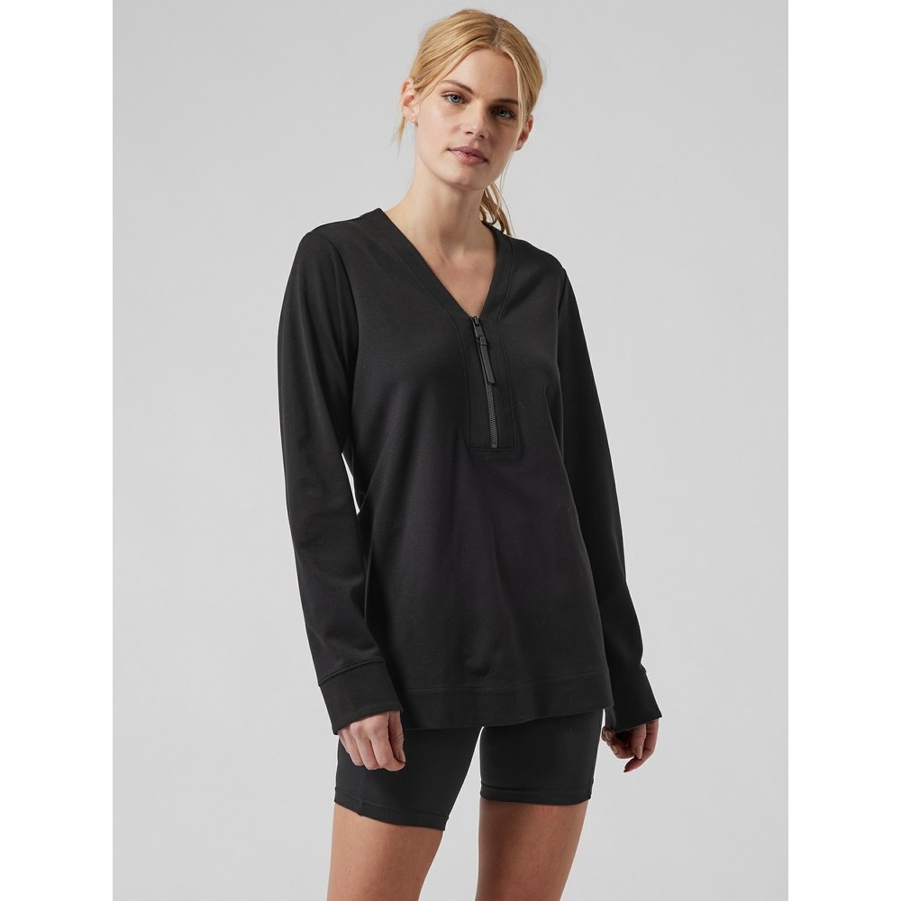 Athleta Eastbound Half Zip Pullover‎ Black Lightweight Athleisure Womens Small